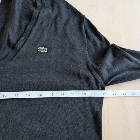 Lacoste Black V-Neck Sweater Soft Knit Fitted - Picture 9 of 12
